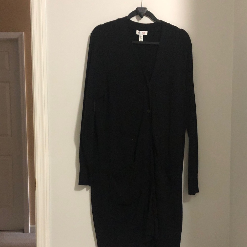 d.com Black Long Knit Cardigan